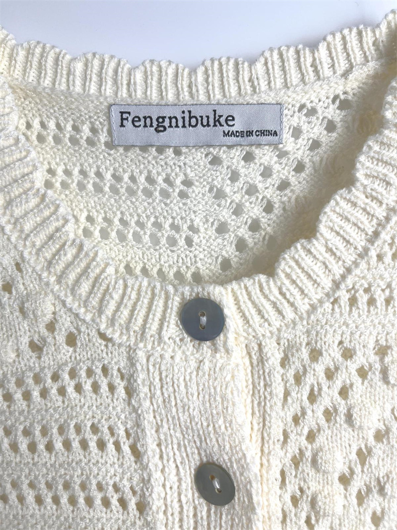 Modern Ladies Plain Crew Open Front Polyester Knit
