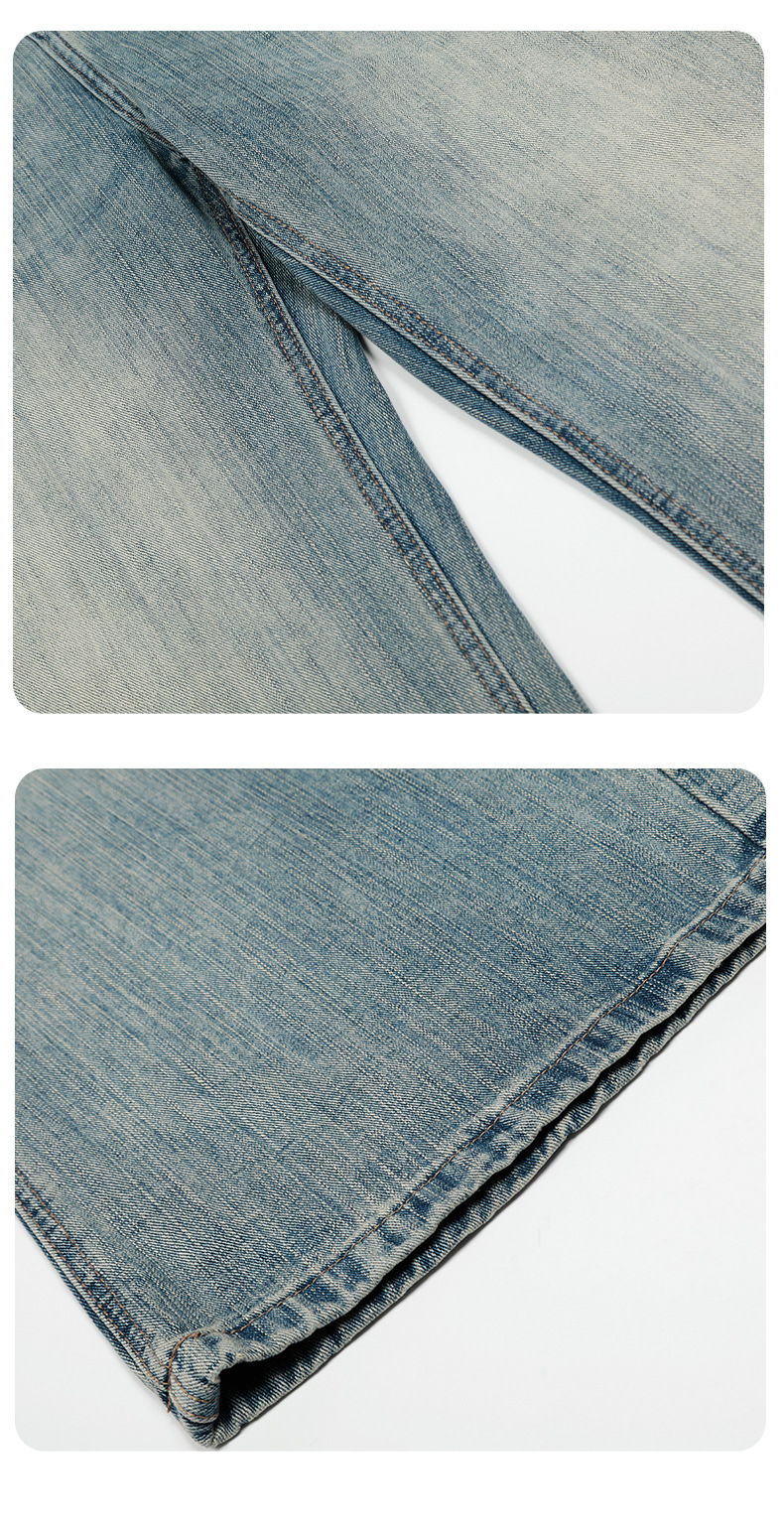 Texture Tapered Denim Pants Cleanfit Retro Wide Leg Slim Fit Loose Straight Tube Long Pants
