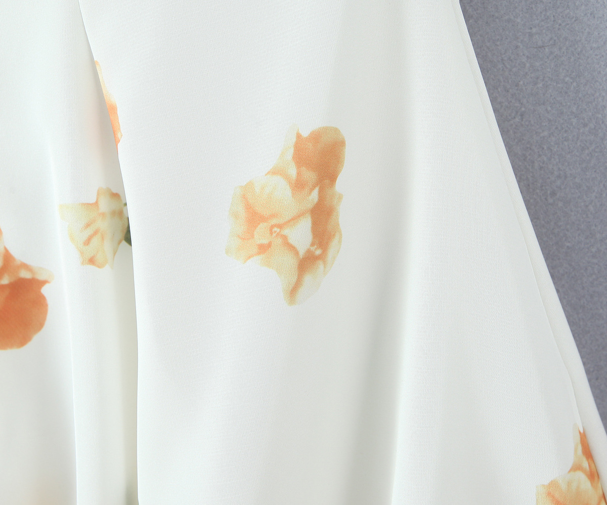 Box Neck Puff Mini Flower Dress