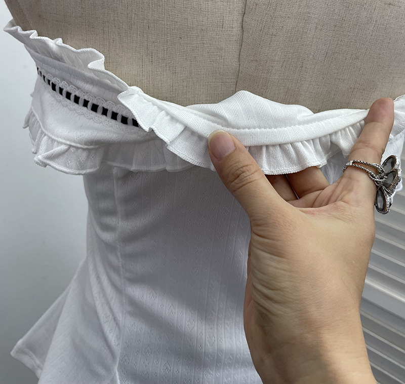 Ruffled Asymmetric Sleeveless Ribbon Knot Top