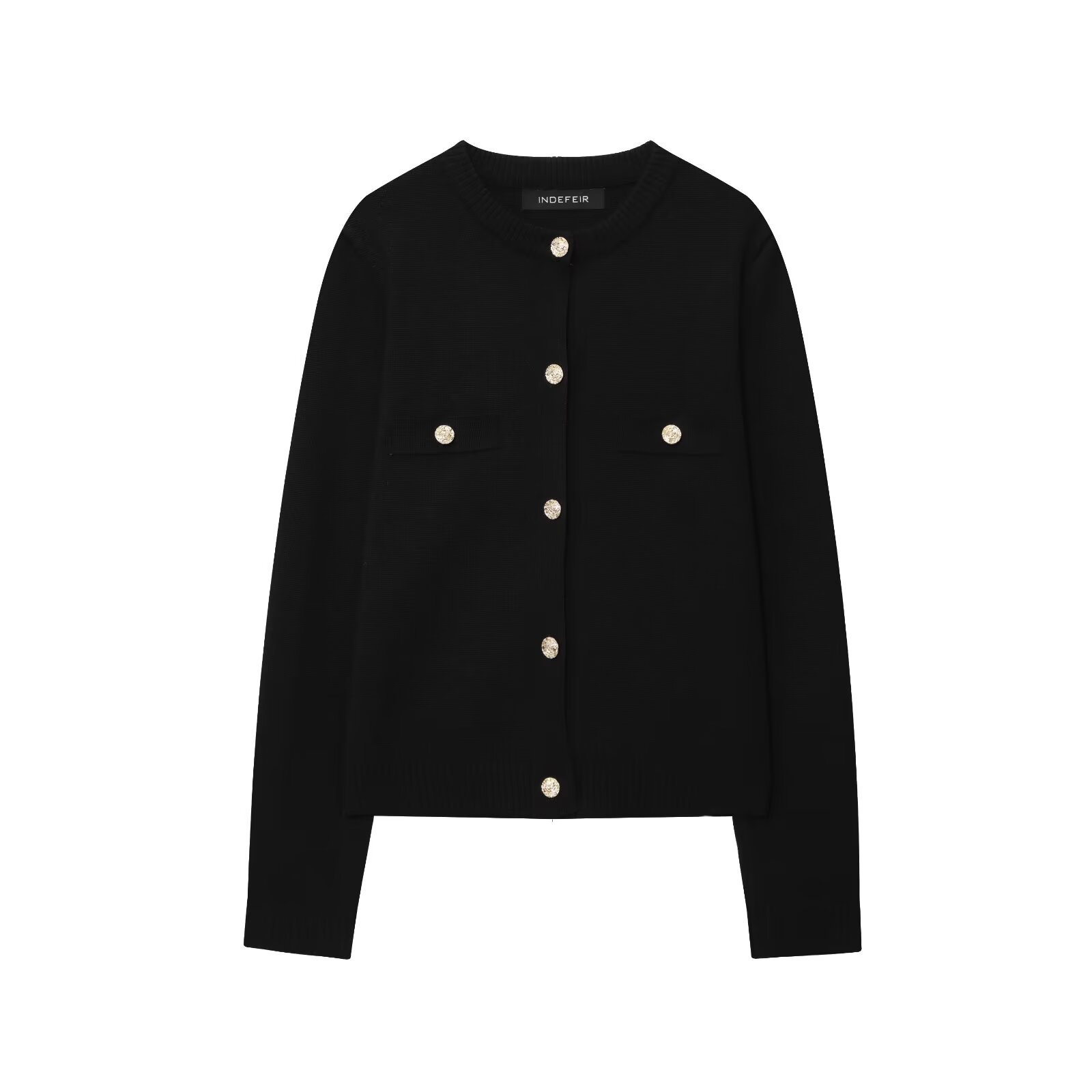 Ladies Crew Button-Front Quad-Tone Sweater