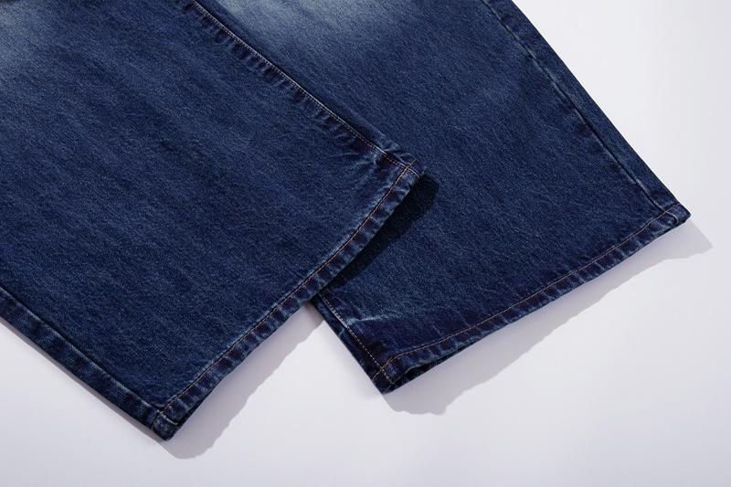 Vintage High-Quality INS Denim Pants Men High Street Washed Gradient Distressed Catwhisker Minimalist Wide-Leg Straight Leg Pants