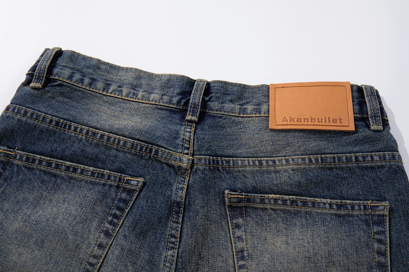 Washed Cat-Whisker Yellow Mud-Dyed Knife-Edge Jeans Women Cleanfit Washed Ripped Versatile Slightly Flared Pants