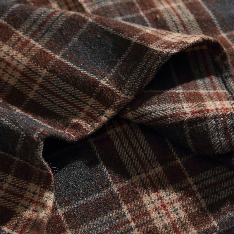 Oversized Contrast Plaid Zip Pouch Full-Sleeved Shirt