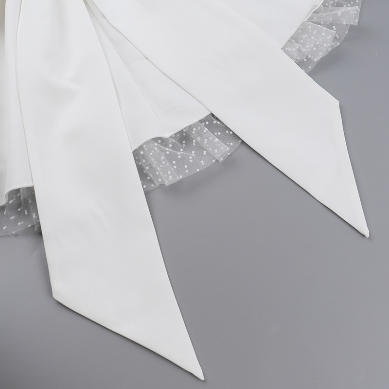 Polyester Sleeveless Tie Collarless Dress