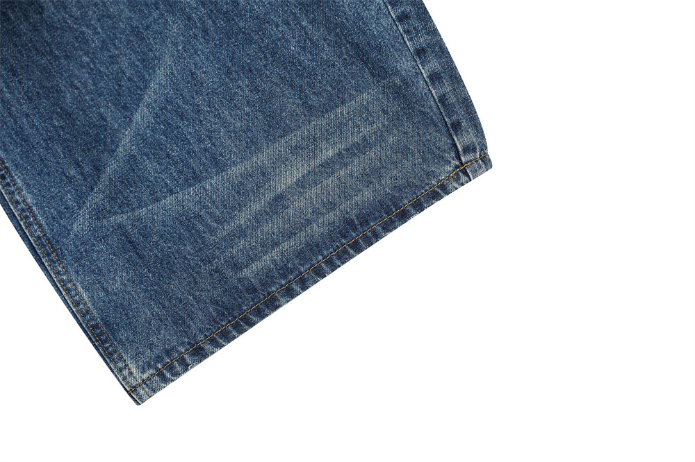Vintage Men's Jeans, Distressed Patchwork Knife Cut Pants, Casual Loose Fit, Men's Bottoms