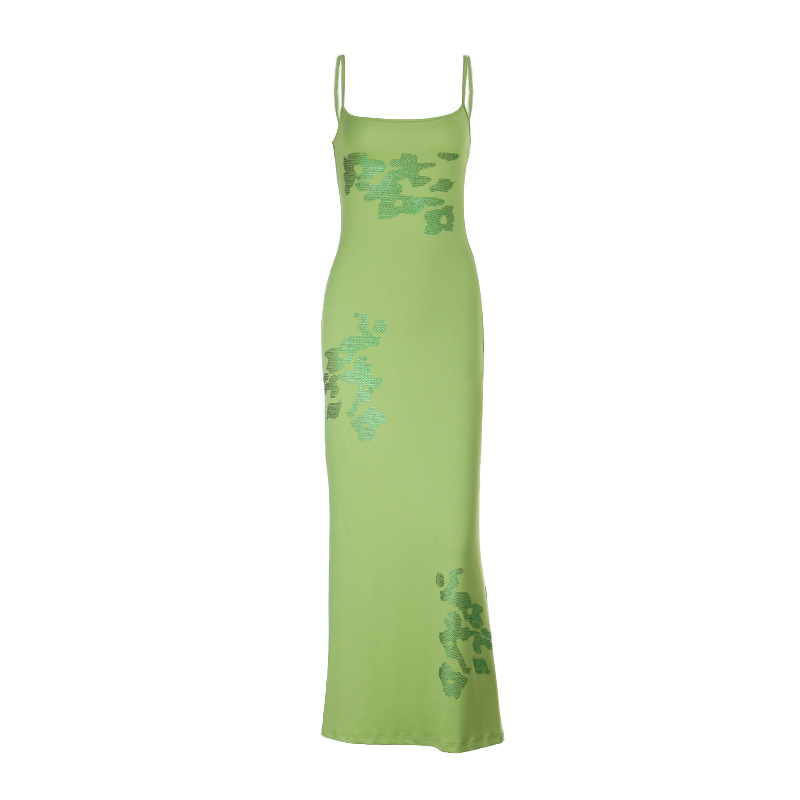 V-Neck Sleeveless Body-Hugging Patterned Polyester Adjustable Strap Dress