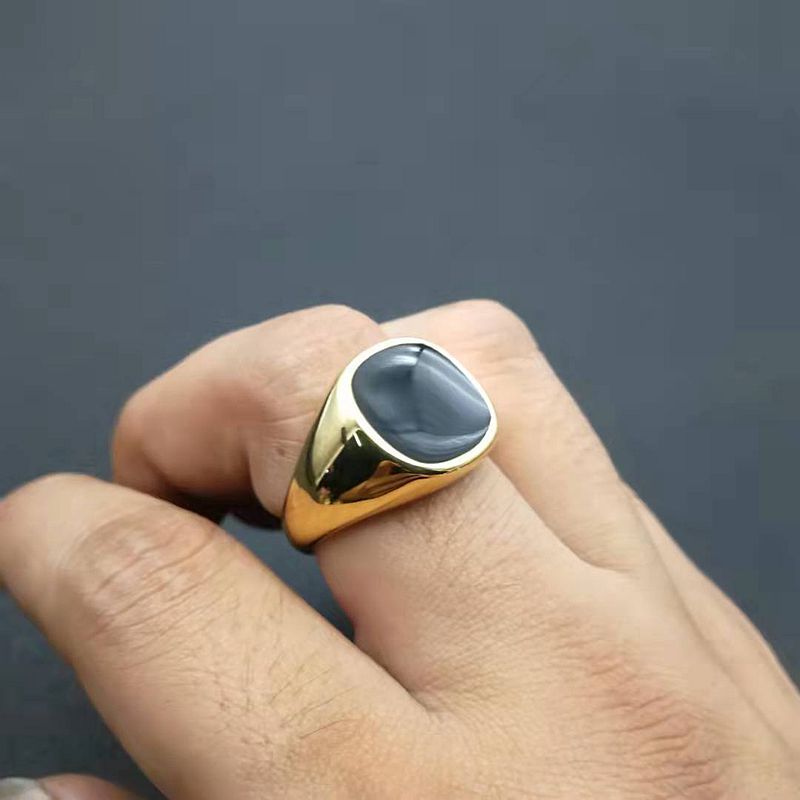 Fashionable, simple, and personalized stainless steel gold-plated drop glue smooth ring for men and women's accessories