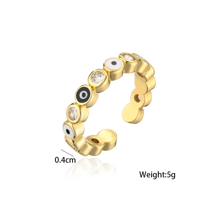 Turkish Zircon Evil Eye Rings For Women Open Adjustbale Gold Plated Stainless Steel Ring Couple Rings Wedding Jewelry Bague