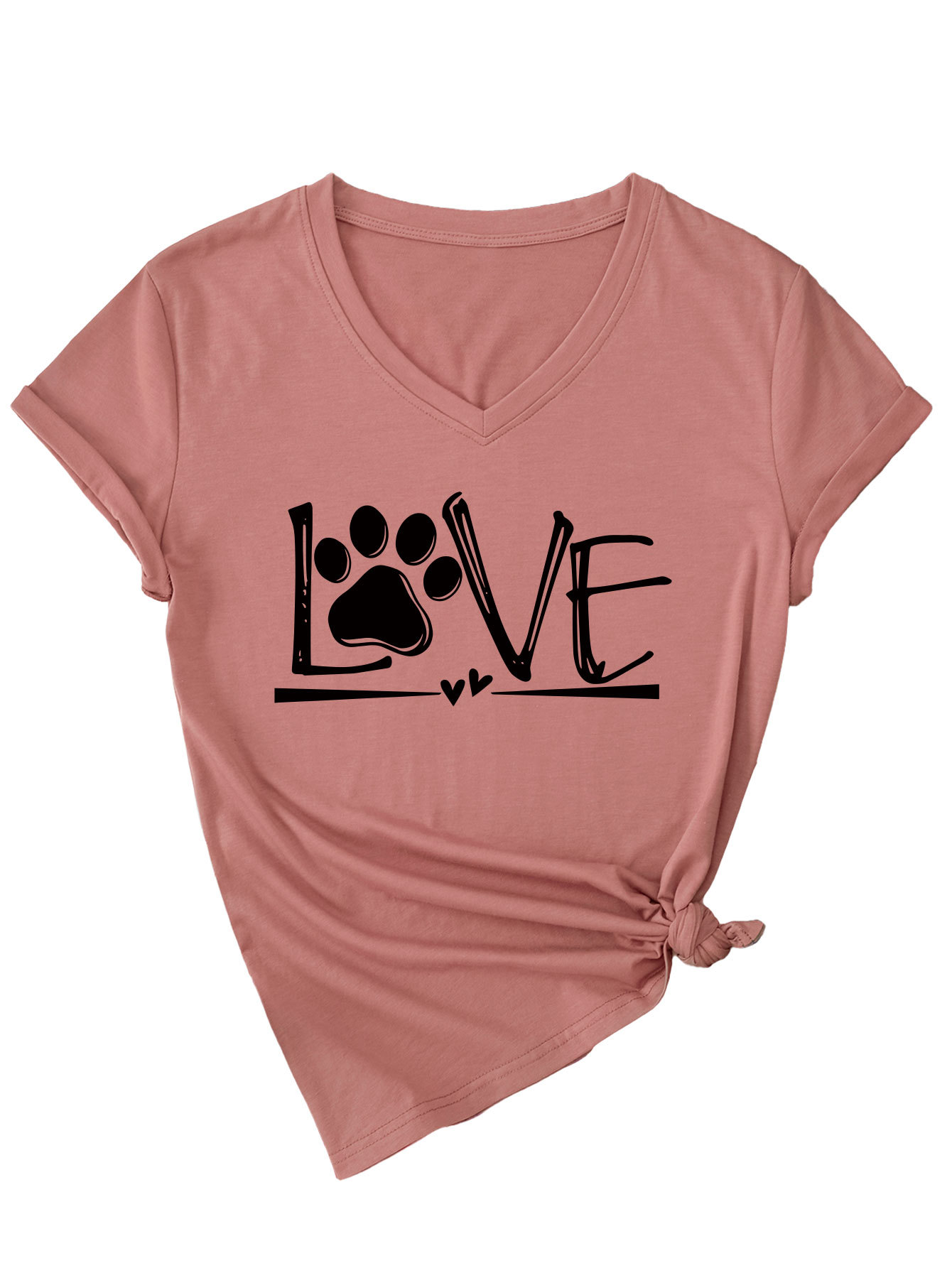 Geometric Print Round Collar Ladies T-Shirt