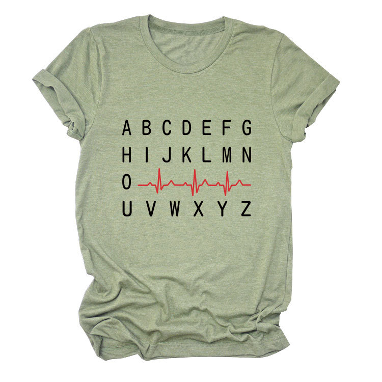 Ladies Geometric Print Round Neck Short Sleeve Tee