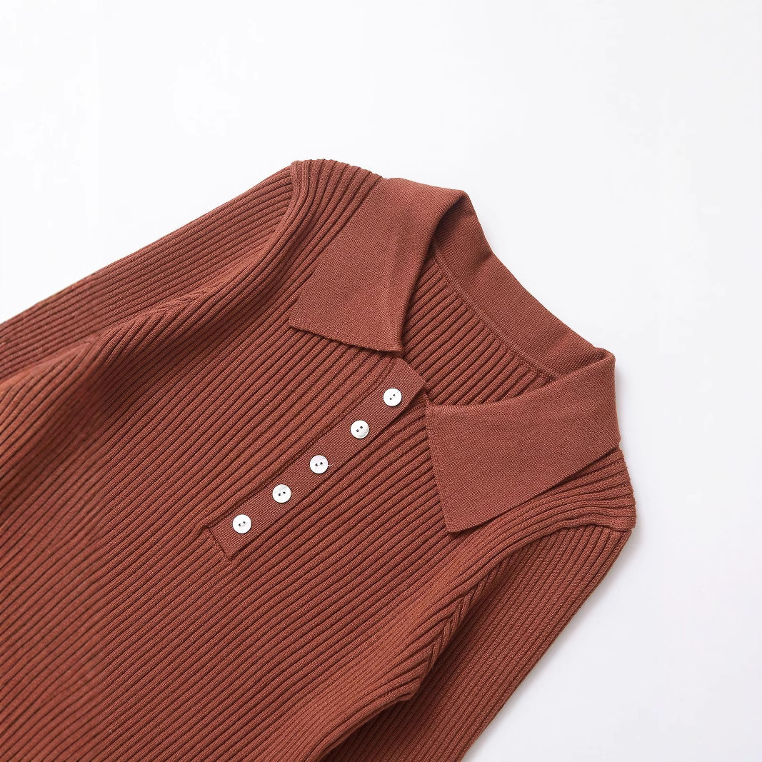 Solid Button-Front Slim Fit Sweater