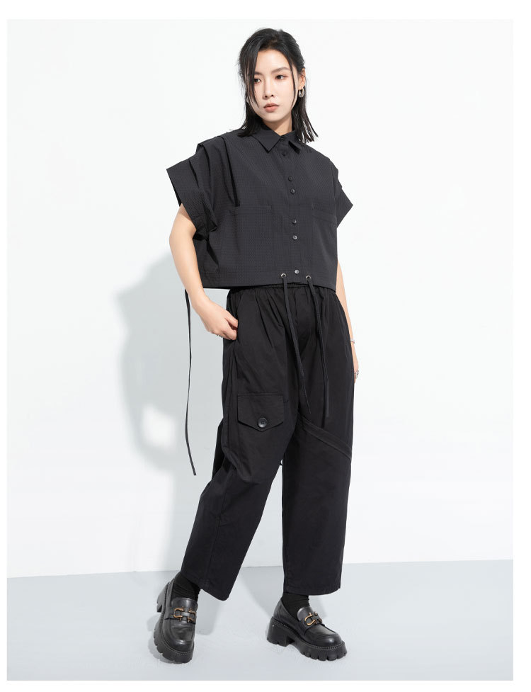 Ladies Streetwear Oversized Half Sleeve Collar Shirt