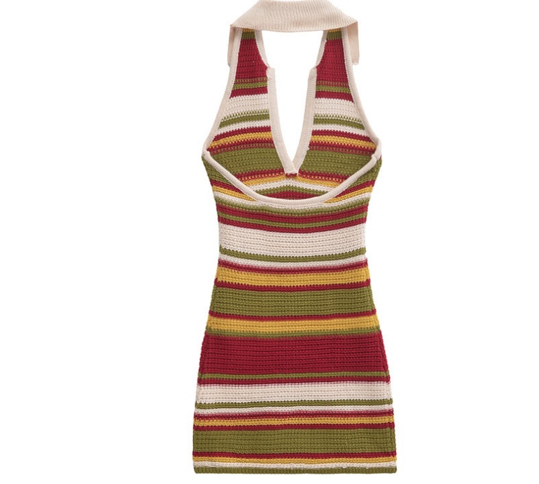 Sexy Off-the-Shoulder Backless Bodycon Striped Dress for Women