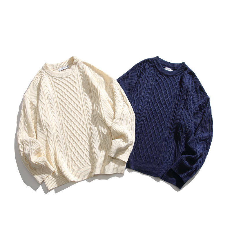 Ladies Japanese Workwear Jacquard Oversized Sweater