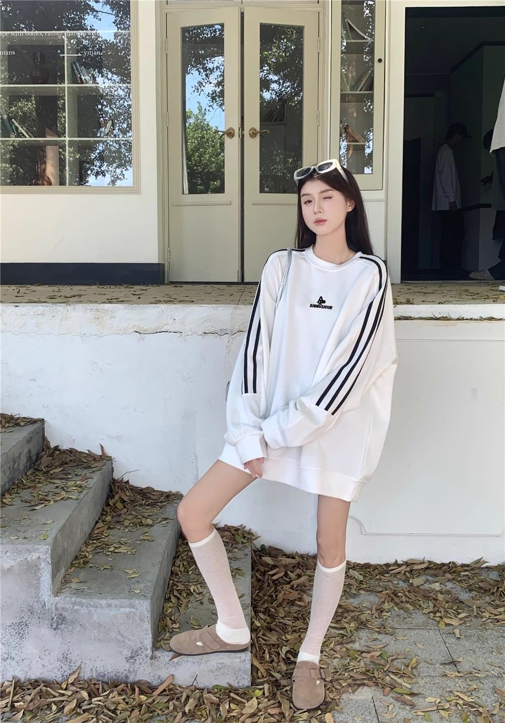 Oversized Japanese Korean Hip-Length Crew Sweater