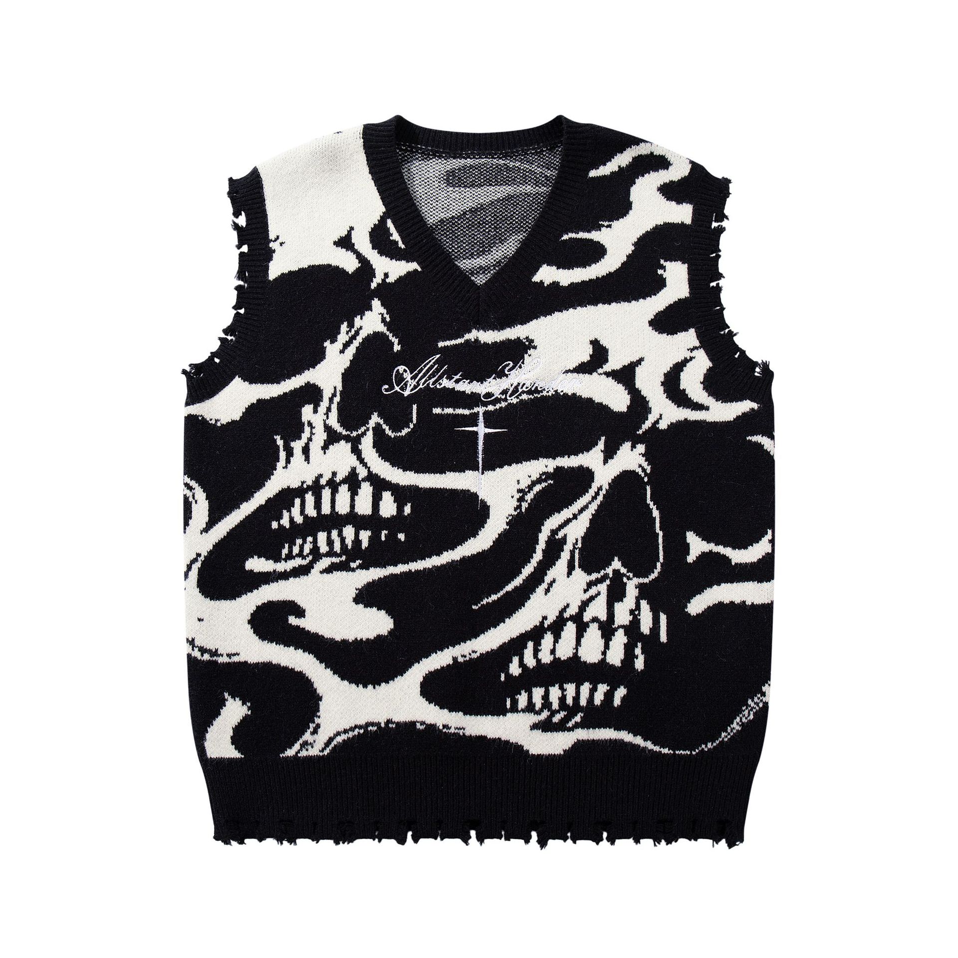 Loose Jacquard Sleeveless Acrylic Sweater