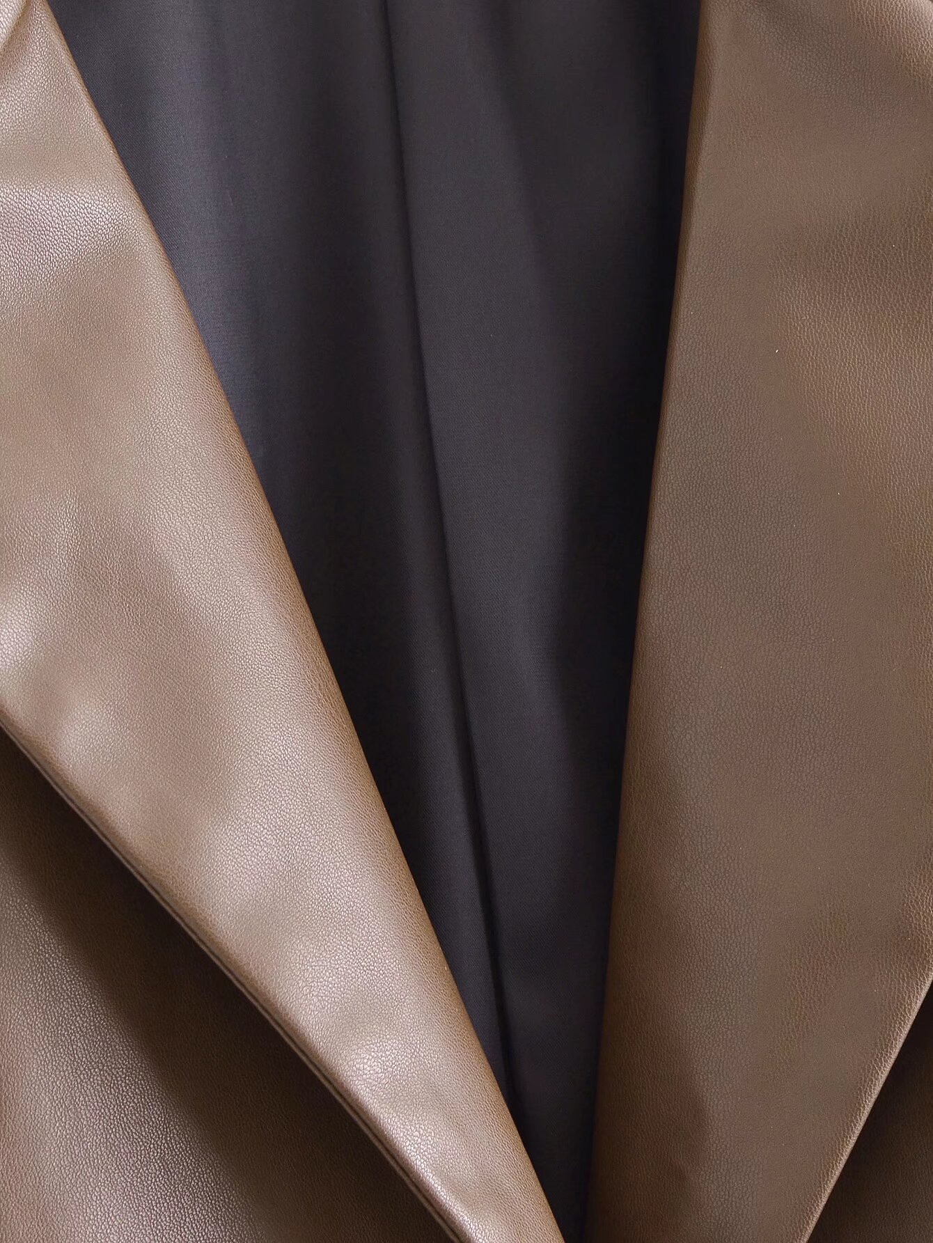 Splicing faux leather suit jacket