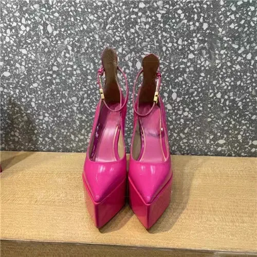 Ladies Shiny Stiletto Raised Sole Evening Shoes