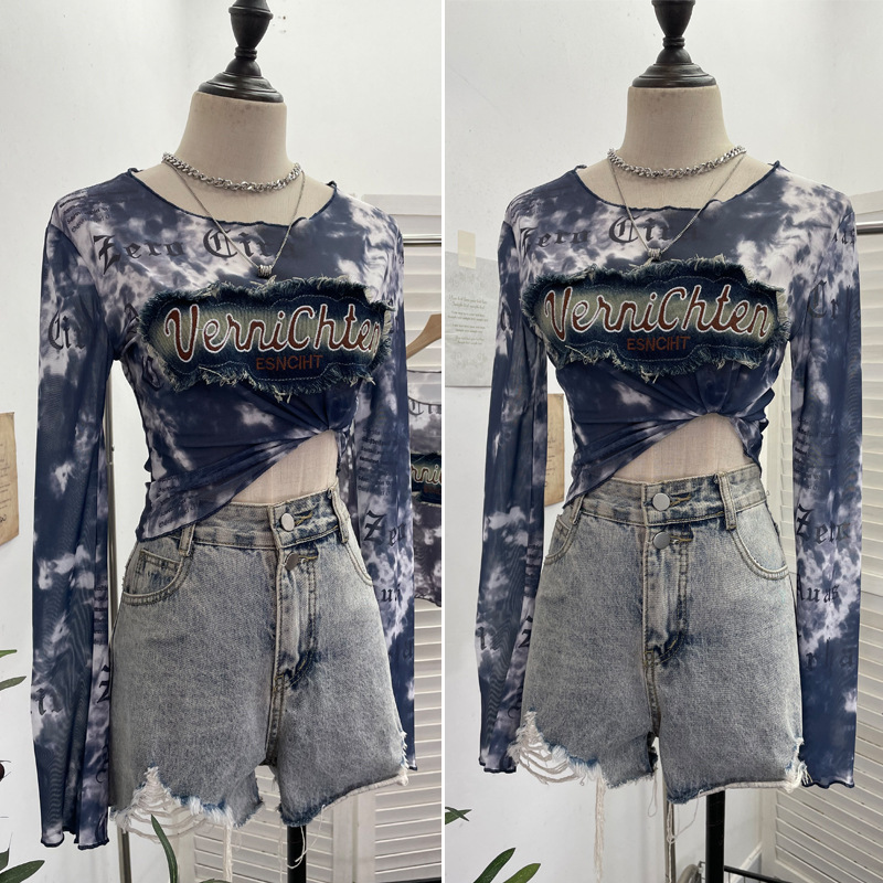 Long Sleeve Cover Up Short T-Shirt
