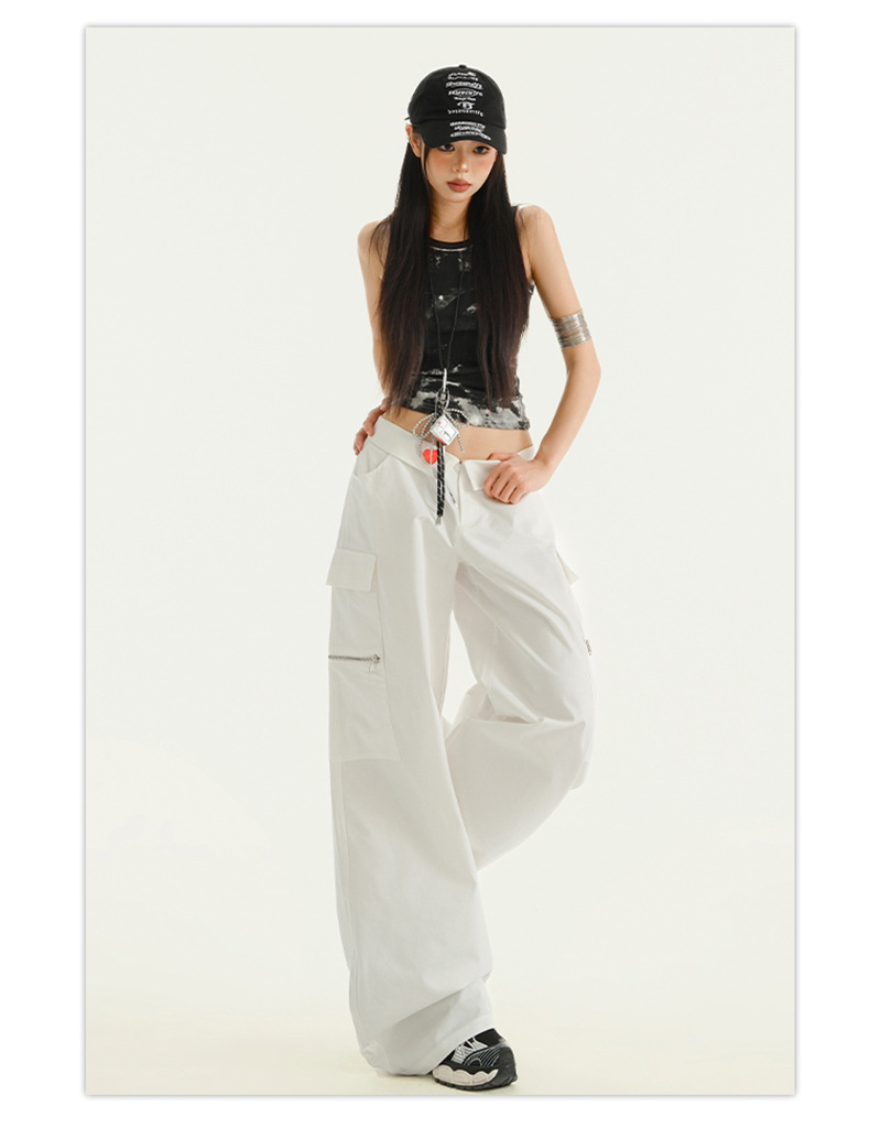 Women's White Work Pants Jazz Dance Sports Casual Trousers