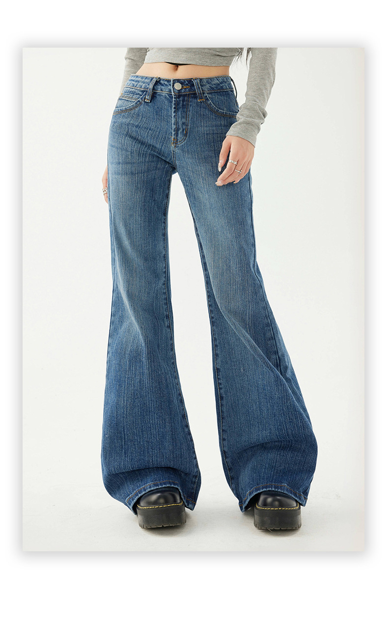 Women's Pattern Low Waist Flared Jeans Non-clinging Loose Trumpet Pants