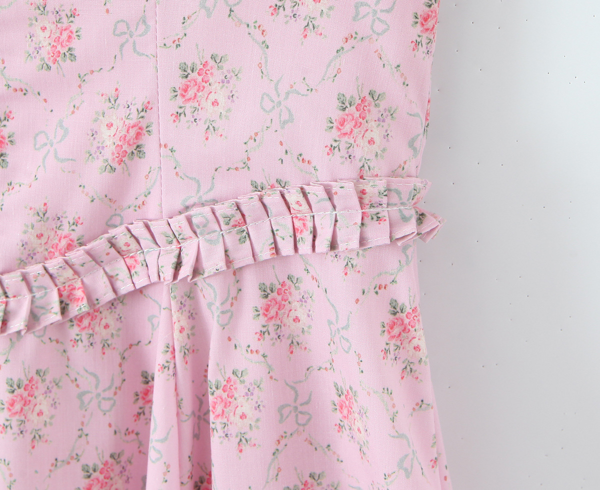 Strapless Sleeveless Floral High-Waist Midi Dress