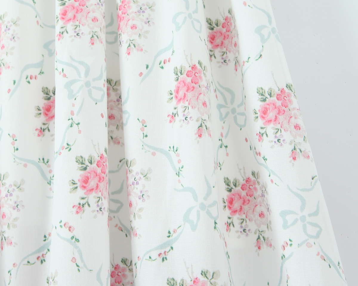 Sleeveless Botanical Print Midi Dress With Ribbon Tie
