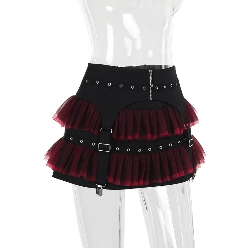 Ladies' Edgy Polyester Color Block Mini Skirt