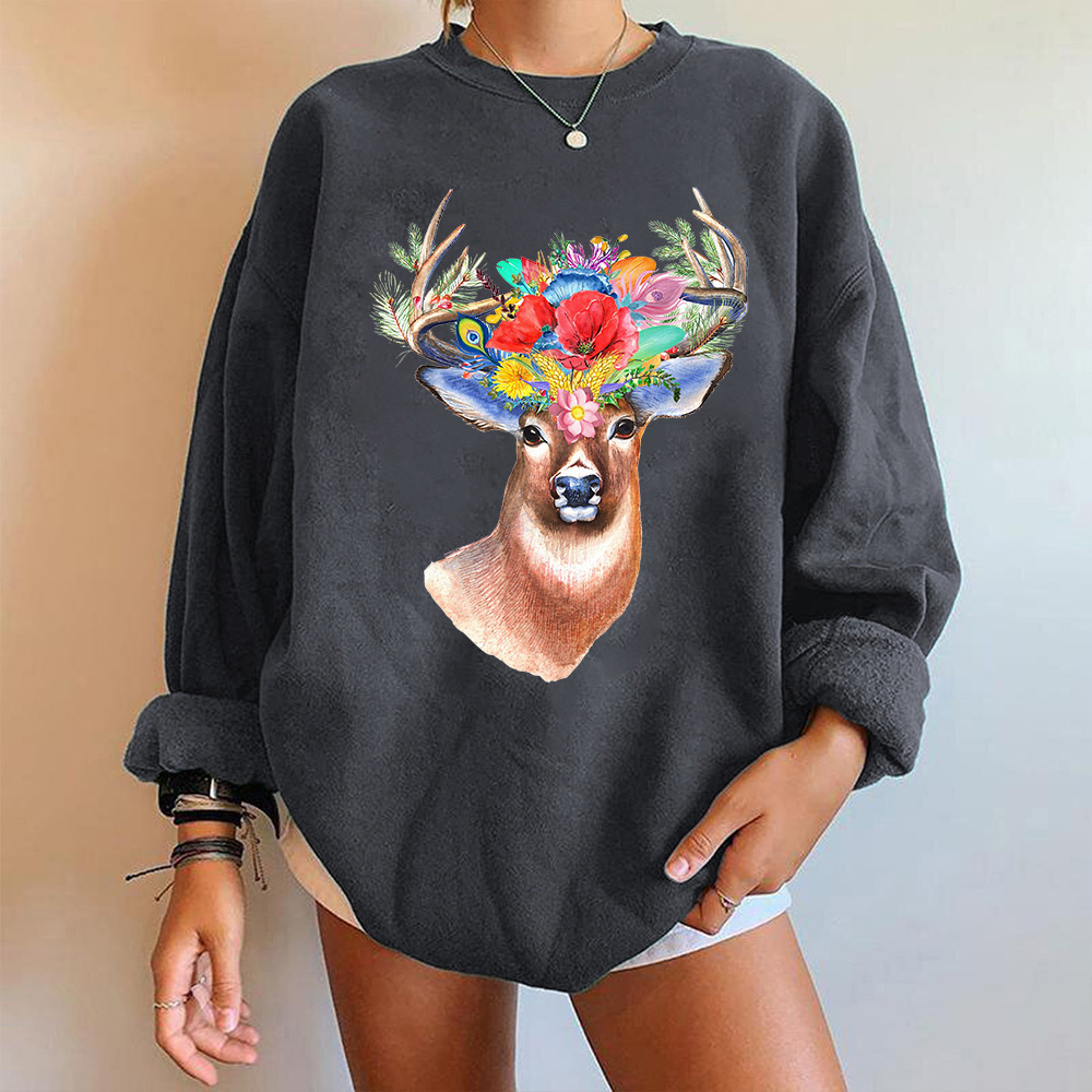 Women's Japanese Korean Oversized 3D Fawn Print Hoodie
