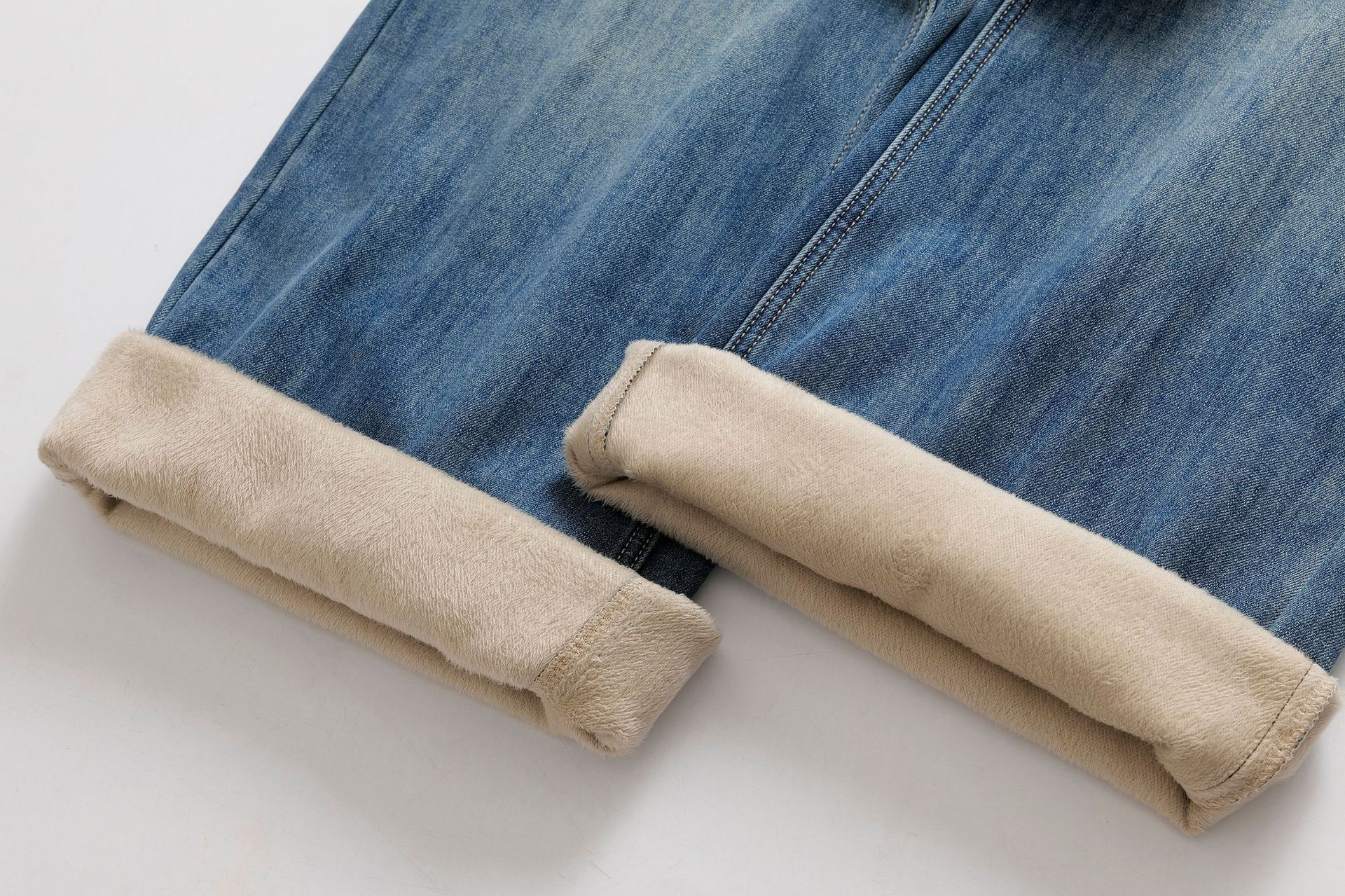 High waisted and plush warm loose long jeans