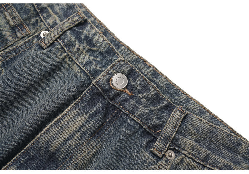 Loose Fit Wide Leg Knife-Edge Denim Pants