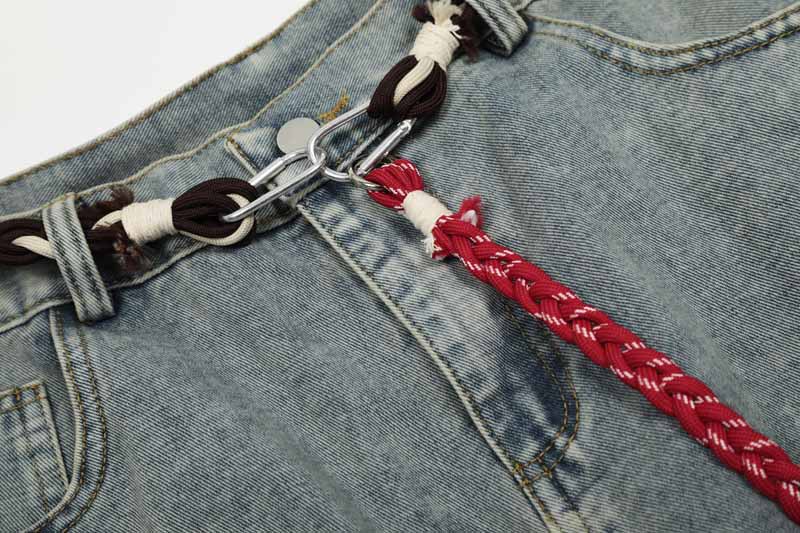 Streetwear Hip-Hop Deconstructed Patchwork Knife-Edge Jeans Unisex Loose Distressed Washed Vintage Wide-Leg Pants