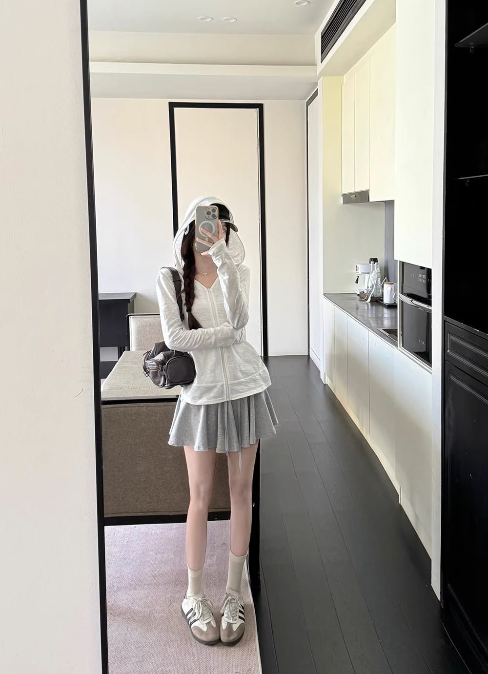 Cream Korean-Japanese Cardigan UV Hood Jacket