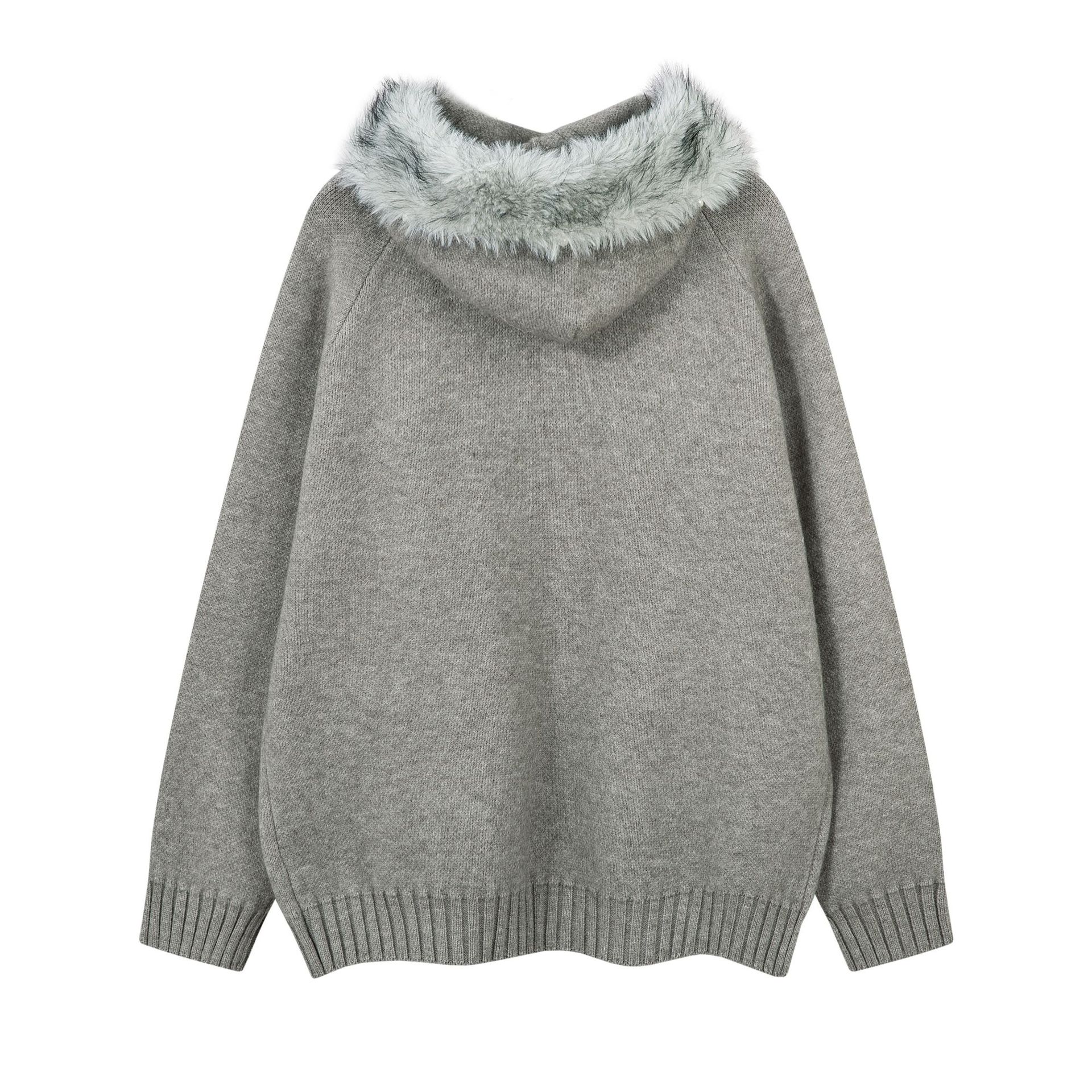 Acrylic Jacquard Long Sleeve Loose Fit Cardigan