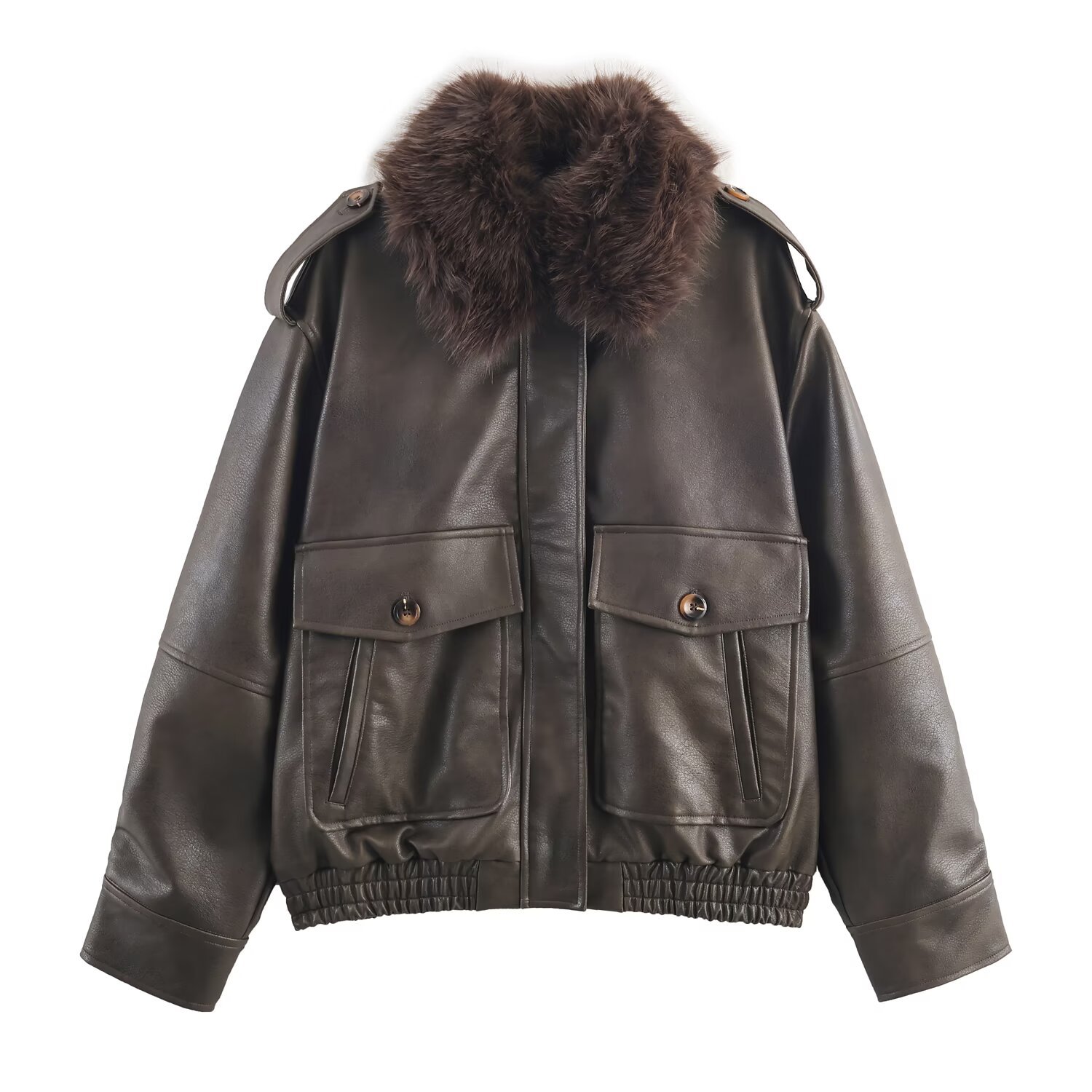 Anti suede effect detachable collar jacket