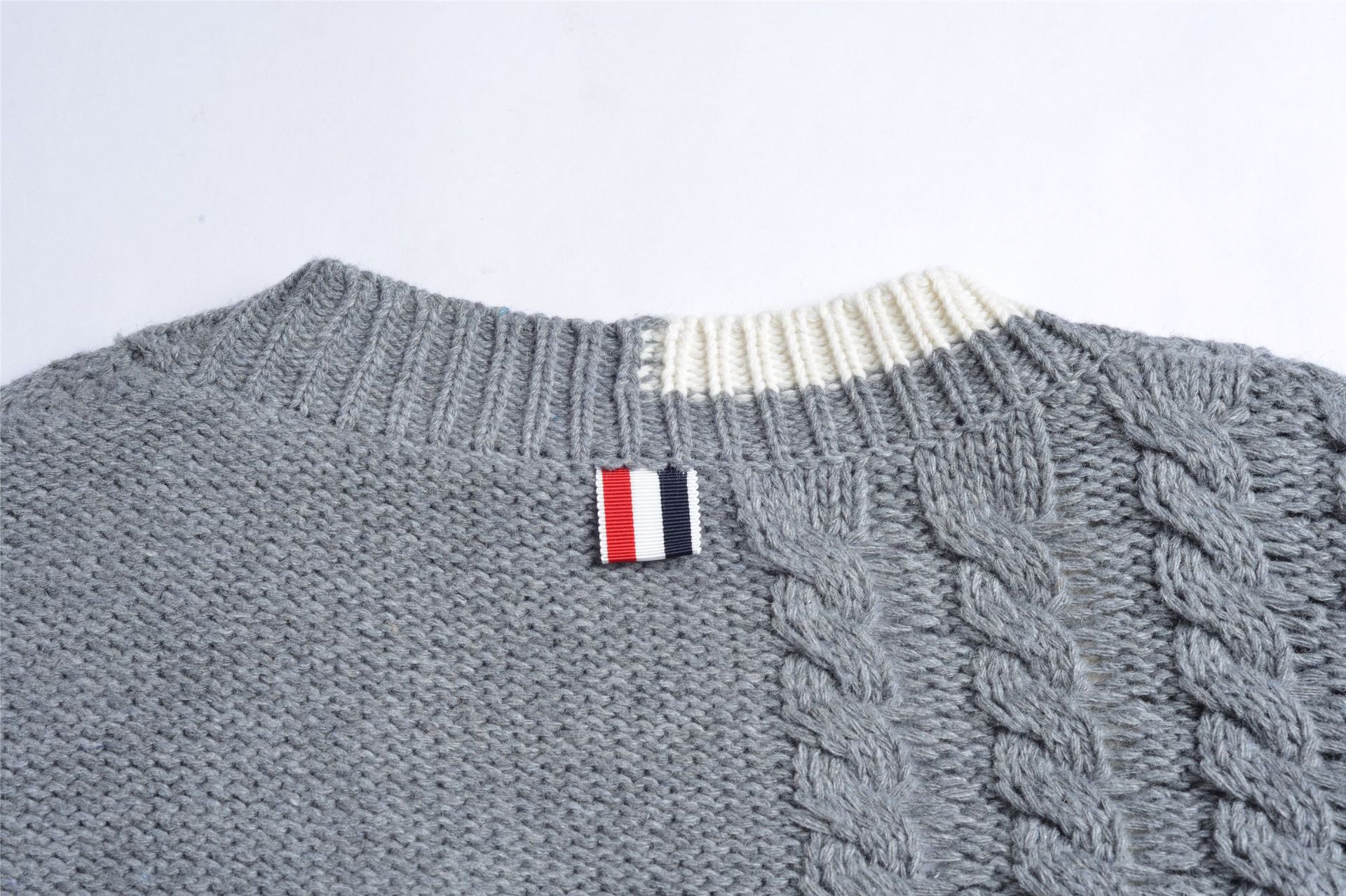 Wool Sweater Angled Collar Relaxed Cut