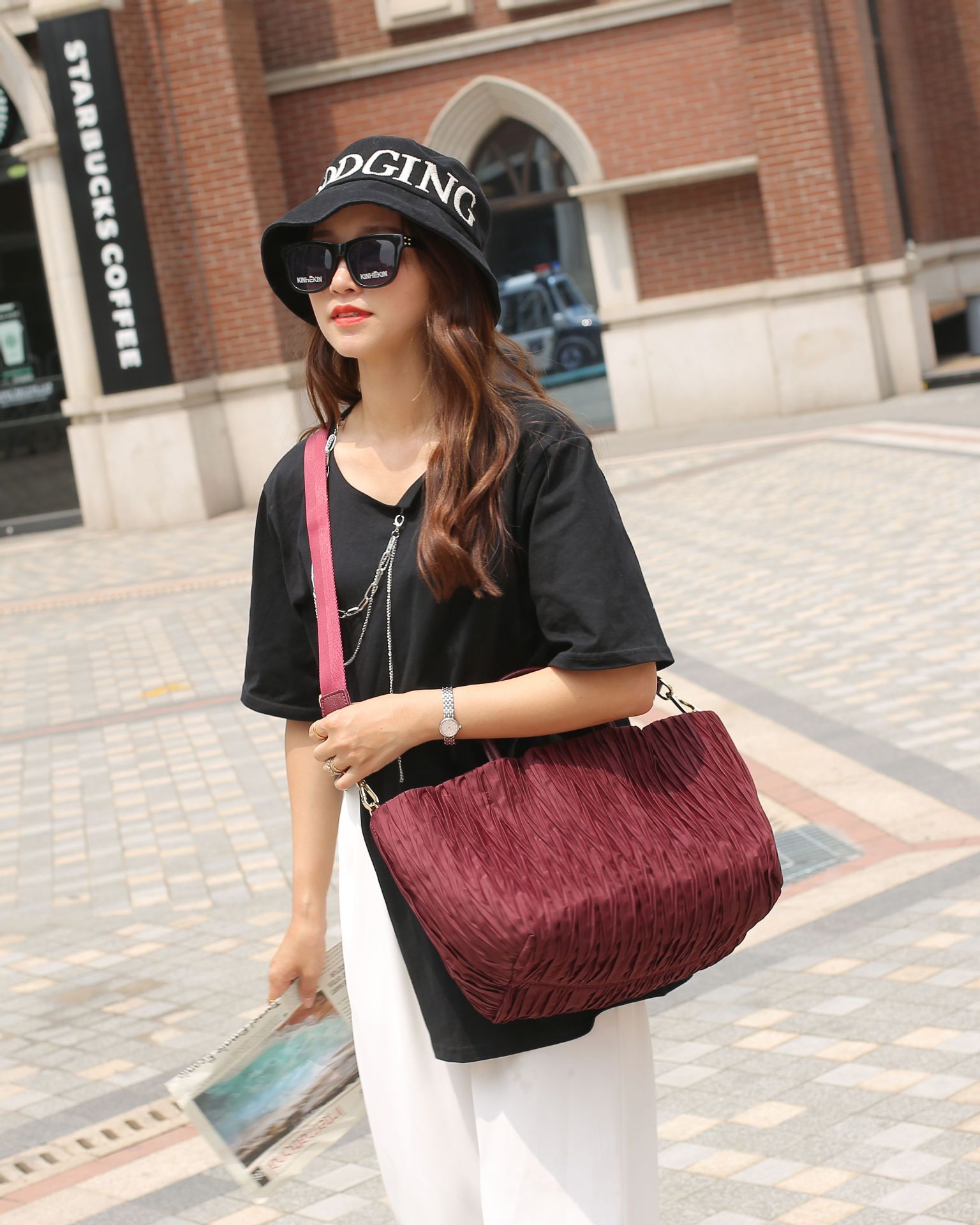 High Quality Large Tote for Women Handbags and Purses Waterproof Linen Oxford Fold Pattern Travel Shoulder Toes Shopper Bag 2021