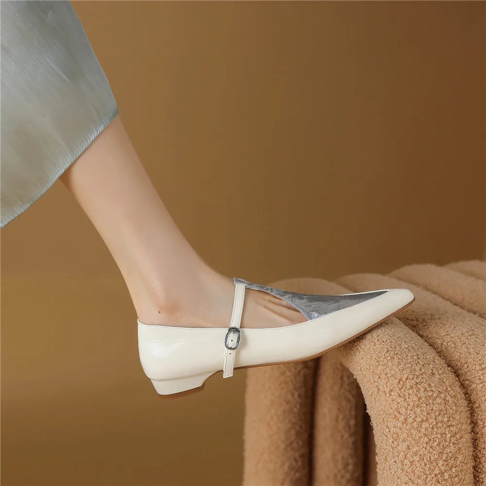 Ladies Urban Tapered Two-Tone Belted Ballerina