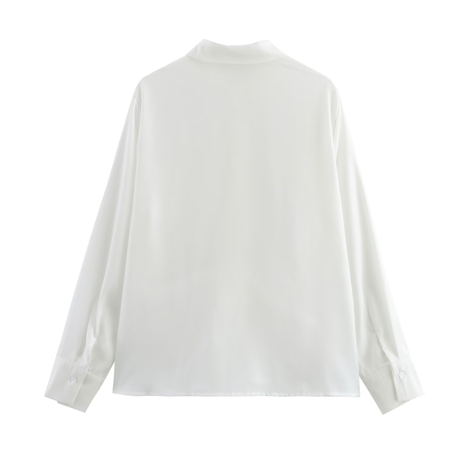 Solid Color Long Sleeve Tie Front Blouse