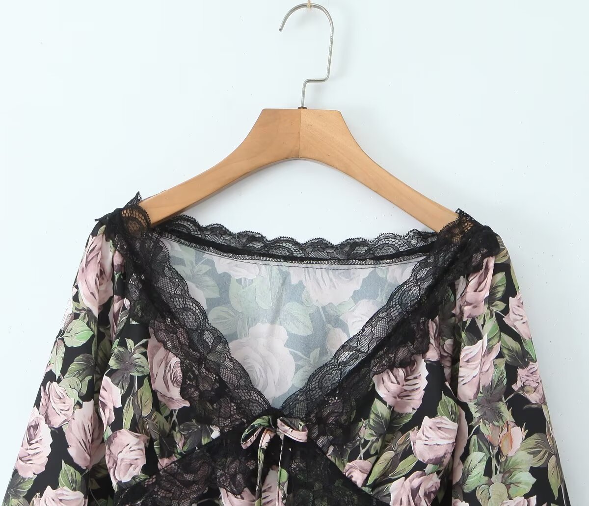 Full Sleeve Plunging Graphic Top