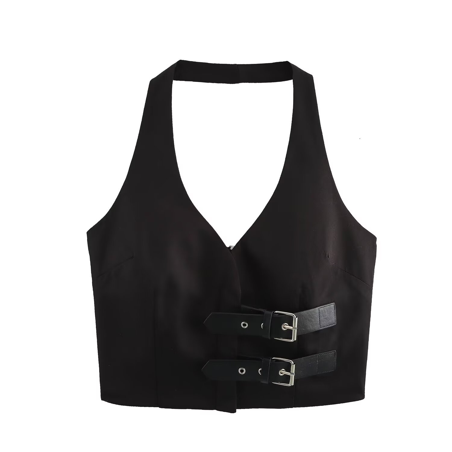 Sleeveless Solid Modern Open Back Cinch Top