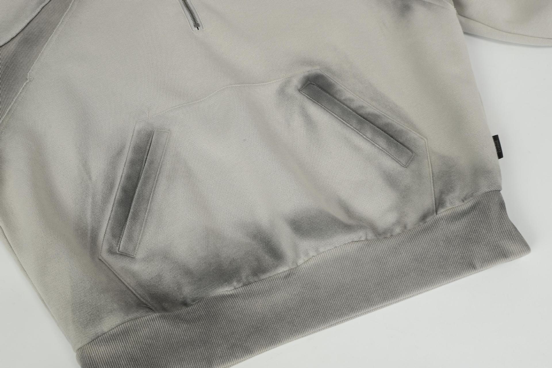 Vintage Workwear Slit Hem Zipper Hoodie