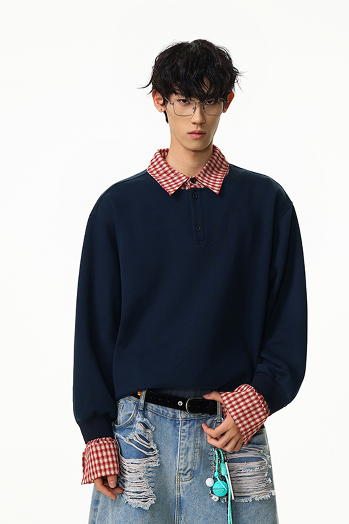Solid Faux Layered Hoodie