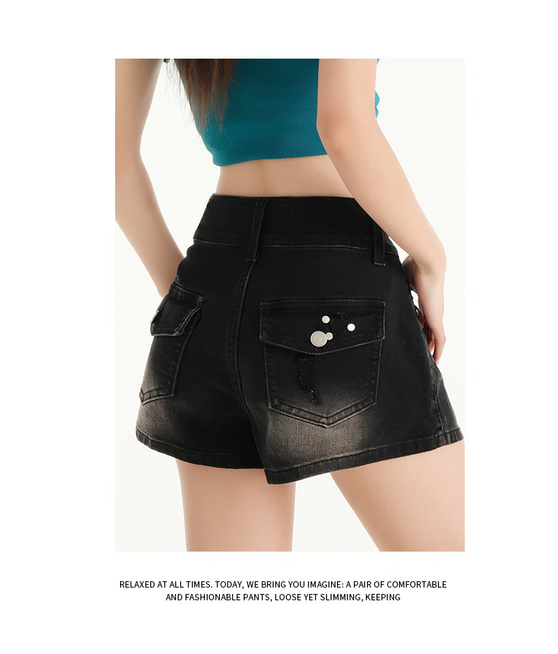 High-Waisted Distressed Denim Shorts for Women Arrival Elastic Outerwear Slimming A-Line Mini Skirt Hot Pants