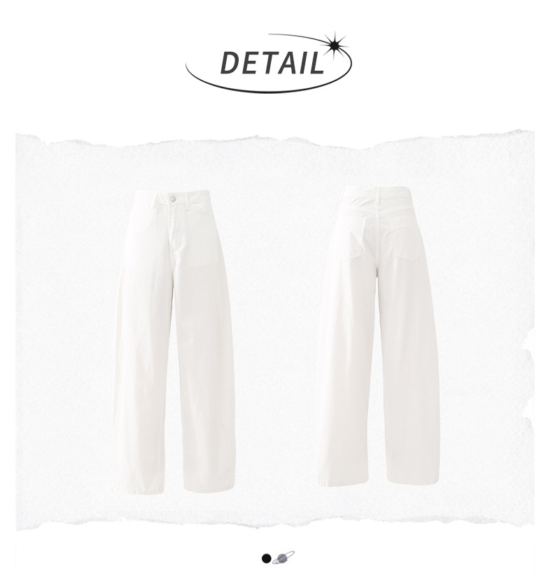 Women's White Pants Loose Slimming Drape High Waist Wide Leg Trousers