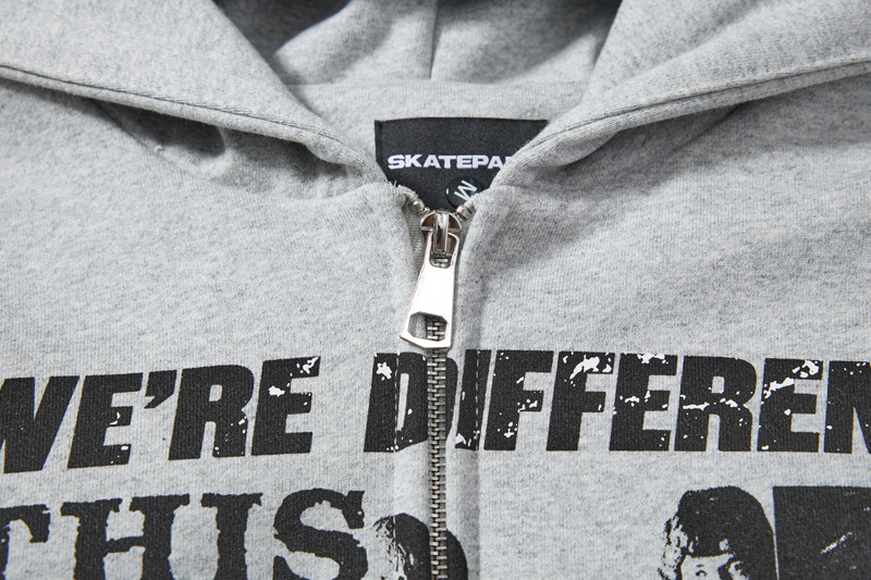 Urban Retro Musician Graphic Zippered Hoodie