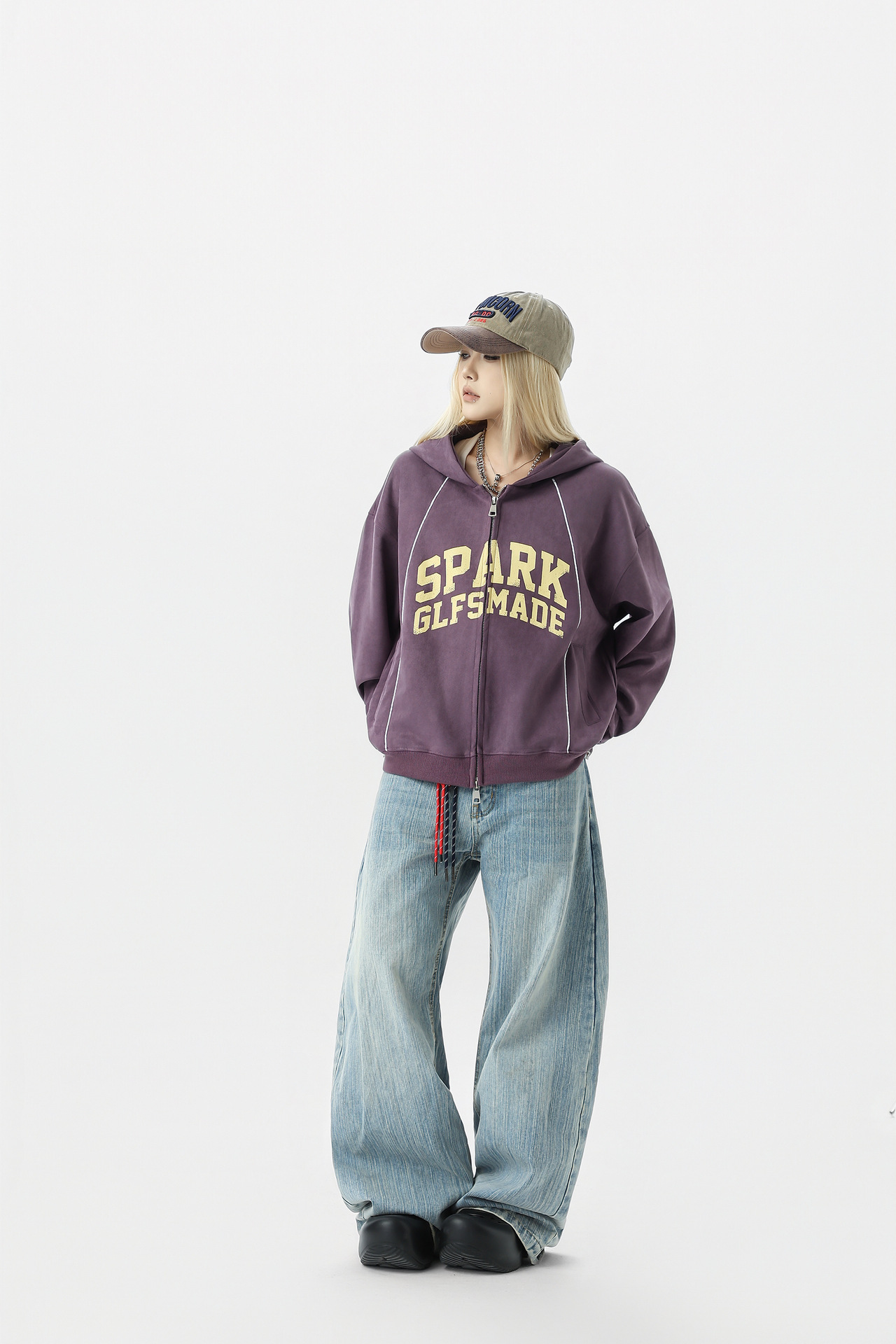 Suede cardigan zipper hoodie