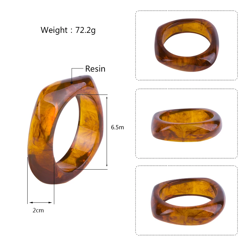 Vintage Colorful Resin Cuff Bracelets Bangles for Women Acrylic Irregular Geometric Wide Bracelet Charms Female Jewelry