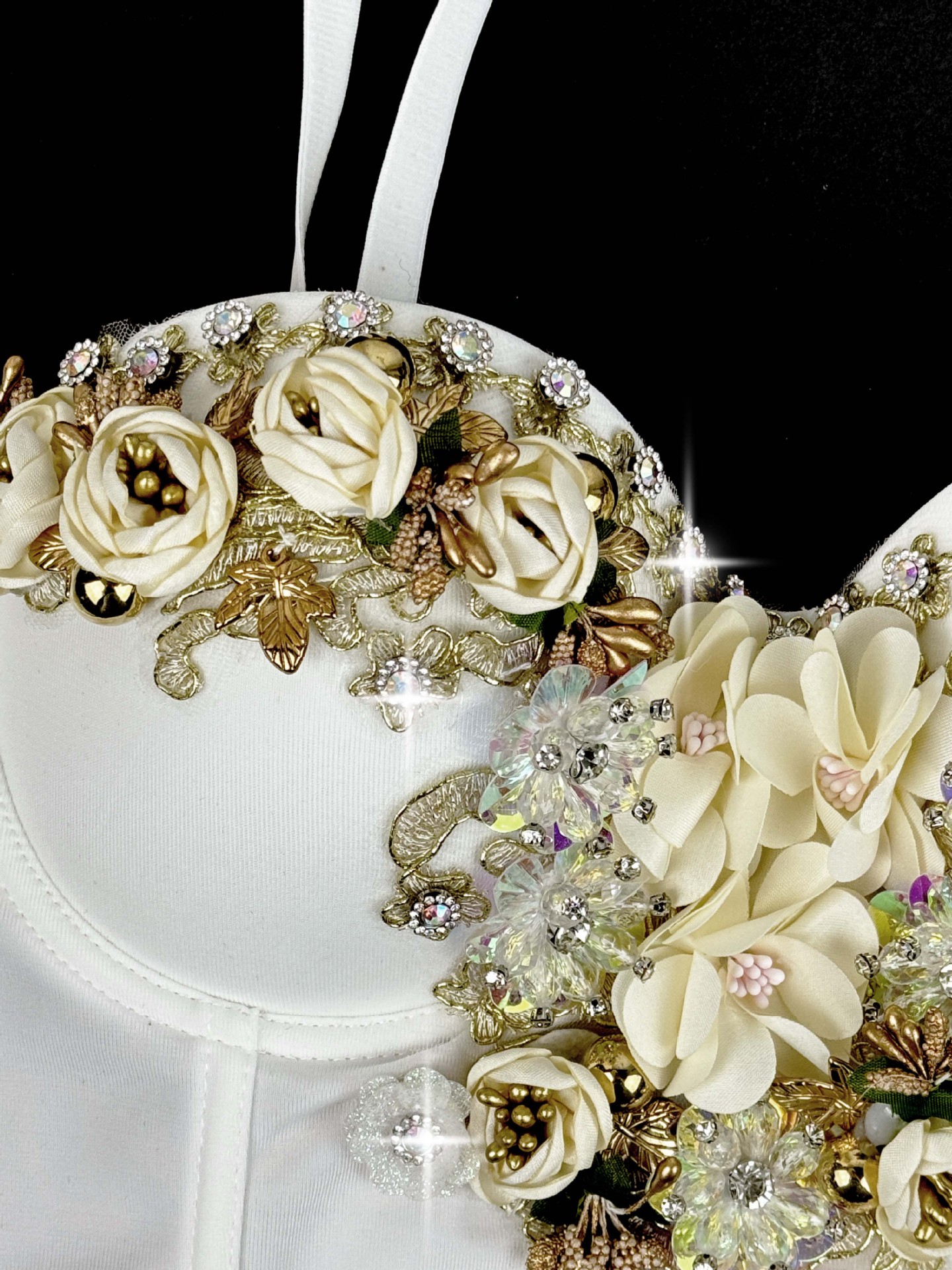 European and American Style Three-dimensional Flower Rhinestone Beaded Corset Fashion Luxury Sexy Outerwear Bone Strap Top